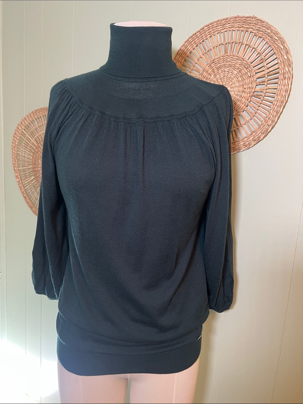 Black Turtleneck Knit Top - Women